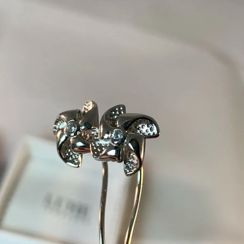 Sterling Silver Windmill Stud Earrings Tassel Earrings Dangles for Women…